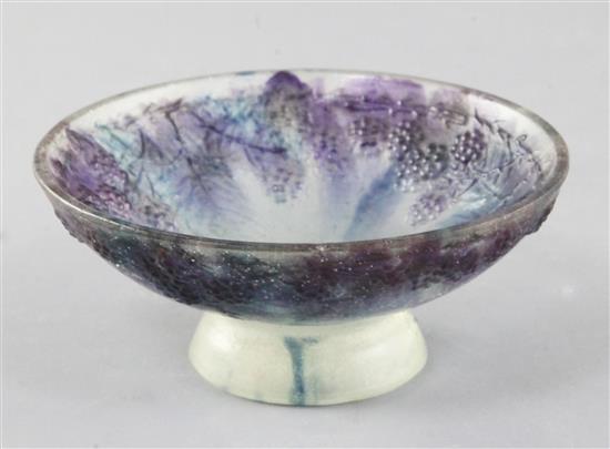 A signed G. Argy-Rousseau pâte de verre footed glass bowl Les Mûres diameter 10.2cm